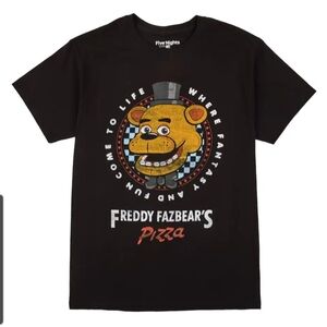 Five Nights At Freddy's Black Graphic T-Shirt